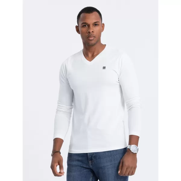  Tricou pentru bărbați cu mânecă lungă OMBRE OM-LSCL-0110 ALB 