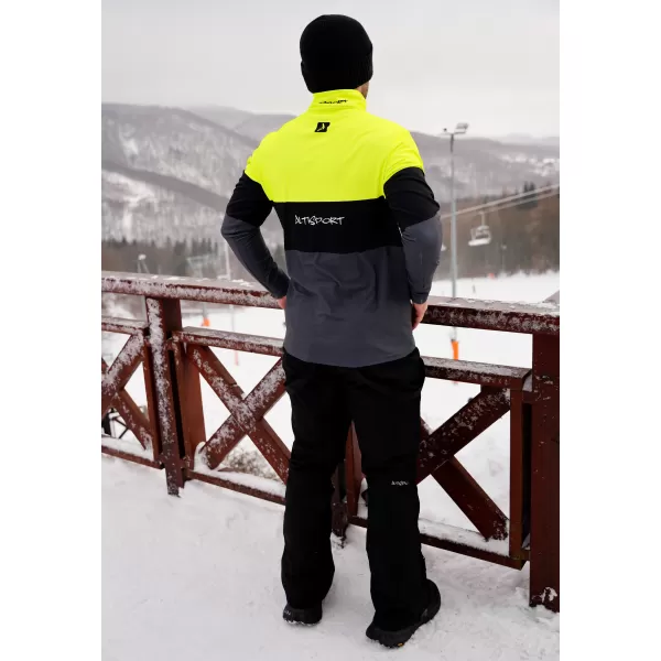  Premium cu hanorac termo funcțional pentru bărbați ALTISPORT VOJ/ALM051TER03 NEON GALBEN/GRI 