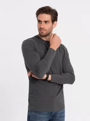 Tricou pentru bărbați cu mânecă lungă OMBRE OM-LSBL-0106 GRAFIT