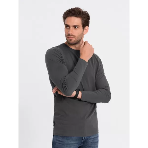  Tricou pentru bărbați cu mânecă lungă OMBRE OM-LSBL-0106 GRAFIT 