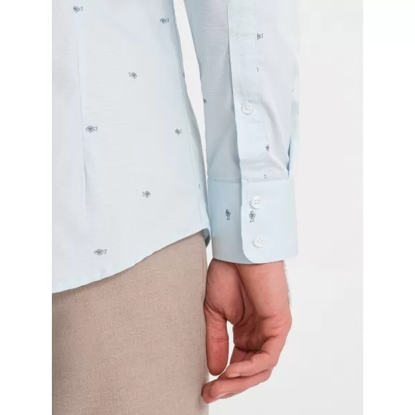  Cămaşă OMBRE OM-SHCS-0156 ALBASTRU 