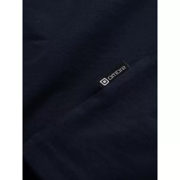  Tricou pentru bărbați cu mânecă lungă OMBRE OM-LSCL-0110 ALBASTRU MARIN 