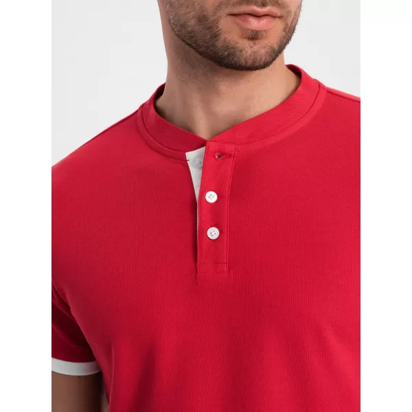  Mens t -thirt cu guler OMBRE OM-TSCT-0156 ROŞU 