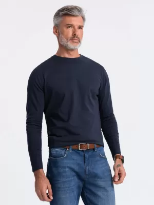 Tricou pentru bărbați cu mânecă lungă OMBRE OM-LSBL-0106 ALBASTRU MARIN