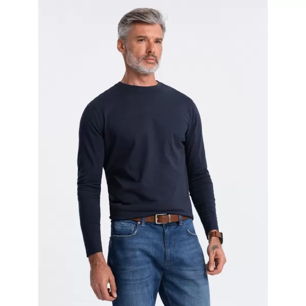 Tricou pentru bărbați cu mânecă lungă OMBRE OM-LSBL-0106 ALBASTRU MARIN 
