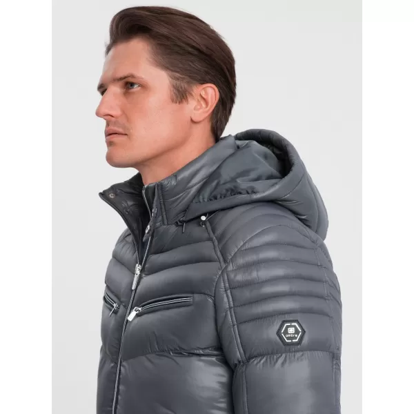  Geacă de iarnă pentru bărbați OMBRE OM-JAHP-22FW-010 GRAFIT 