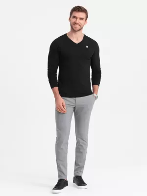 Tricou pentru bărbați cu mânecă lungă OMBRE OM-LSCL-0110 NEGRU