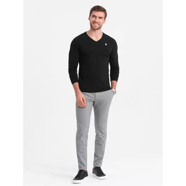  Tricou pentru bărbați cu mânecă lungă OMBRE OM-LSCL-0110 NEGRU 