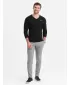 Tricou pentru bărbați cu mânecă lungă OMBRE OM-LSCL-0110 NEGRU