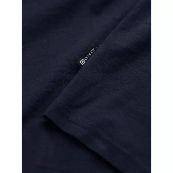  Tricou pentru bărbați cu mânecă lungă OMBRE OM-LSBL-0106 ALBASTRU MARIN 