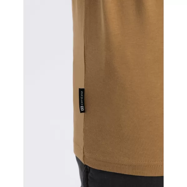  Tricou pentru bărbați cu mânecă lungă OMBRE OM-LSBL-0106 MUŞTAR 