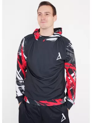 Hanorac funcțional premium pentru bărbați ALTISPORT VOJ/ALM039MI01 NEGRU ȘI ROȘU