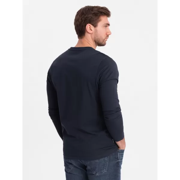  Tricou pentru bărbați cu mânecă lungă OMBRE OM-LSBL-0108 ALBASTRU MARIN 
