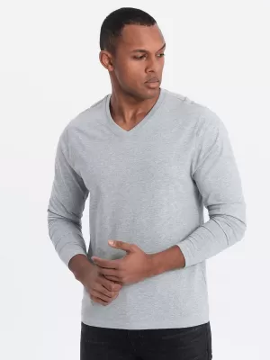 Tricou pentru bărbați cu mânecă lungă OMBRE OM-LSBL-0108 MELANGE GRI