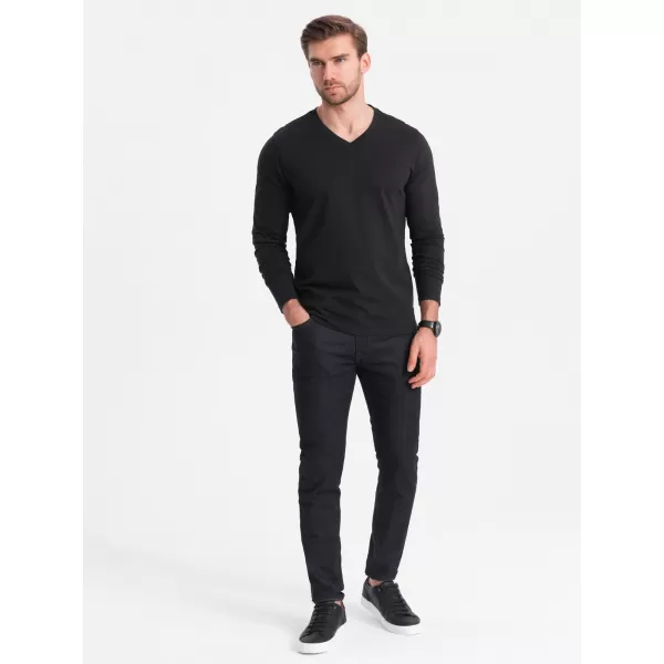  Tricou pentru bărbați cu mânecă lungă OMBRE OM-LSBL-0108 NEGRU 