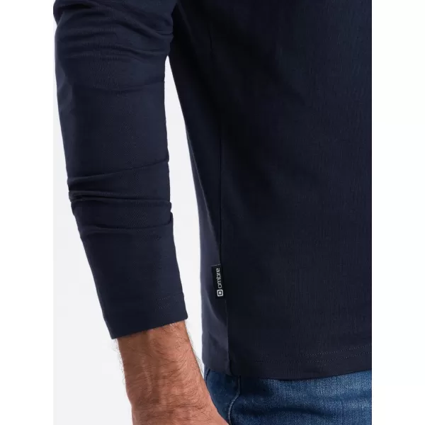  Tricou pentru bărbați cu mânecă lungă OMBRE OM-LSBL-0106 ALBASTRU MARIN 