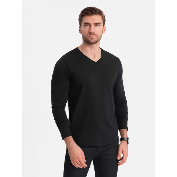  Tricou pentru bărbați cu mânecă lungă OMBRE OM-LSBL-0108 NEGRU 