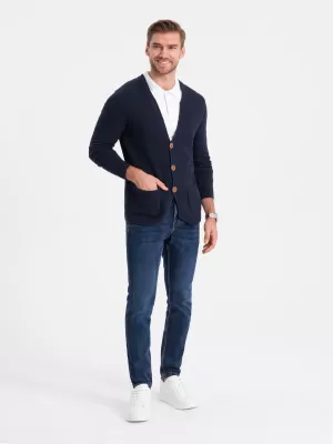 Pulover pentru bărbați OMBRE OM-SWCD-0109 ALBASTRU MARIN