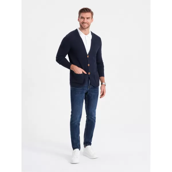  Pulover pentru bărbați OMBRE OM-SWCD-0109 ALBASTRU MARIN 