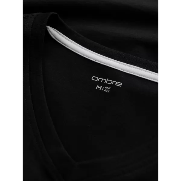  Tricou pentru bărbați cu mânecă lungă OMBRE OM-LSCL-0110 NEGRU 