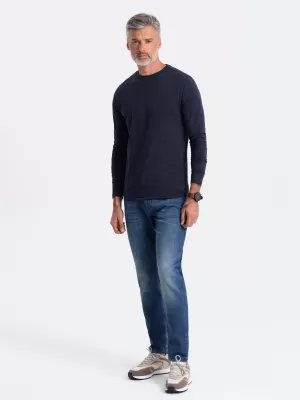 Tricou pentru bărbați cu mânecă lungă OMBRE OM-LSBL-0106 ALBASTRU MARIN