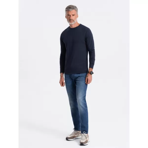  Tricou pentru bărbați cu mânecă lungă OMBRE OM-LSBL-0106 ALBASTRU MARIN 