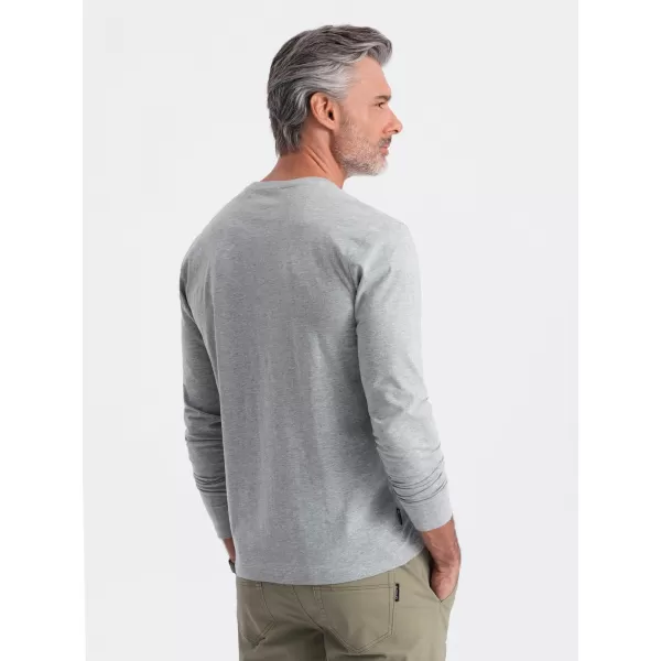  Tricou pentru bărbați cu mânecă lungă OMBRE OM-LSBL-0106 MELANGE GRI 