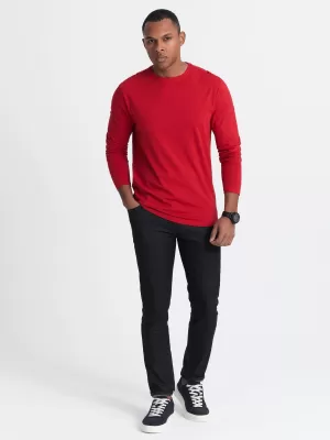 Tricou pentru bărbați cu mâneci lungi OMBRE OM-LSBL-0106 ROŞU