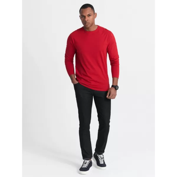  Tricou pentru bărbați cu mâneci lungi OMBRE OM-LSBL-0106 ROŞU 