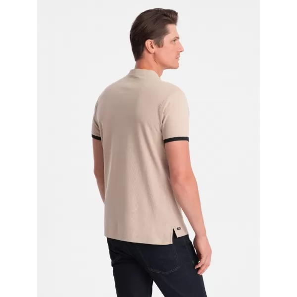  Mens t -thirt cu guler OMBRE OM-TSCT-0156 BEJ 