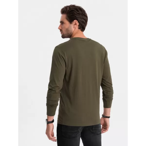  Tricou pentru bărbați cu mânecă lungă OMBRE OM-LSBL-0106 MĂSLIN ÎNTUNECAT 