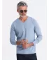 Tricou pentru bărbați cu mânecă lungă OMBRE OM-LSBL-0108 DENIM ALBASTRU