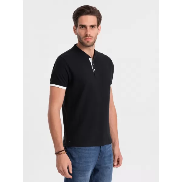  Mens t -thirt cu guler OMBRE OM-TSCT-0156 NEGRU 
