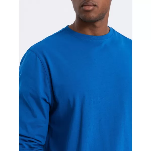 Tricou pentru bărbați cu mânecă lungă OMBRE OM-LSBL-0106 ALBASTRU 