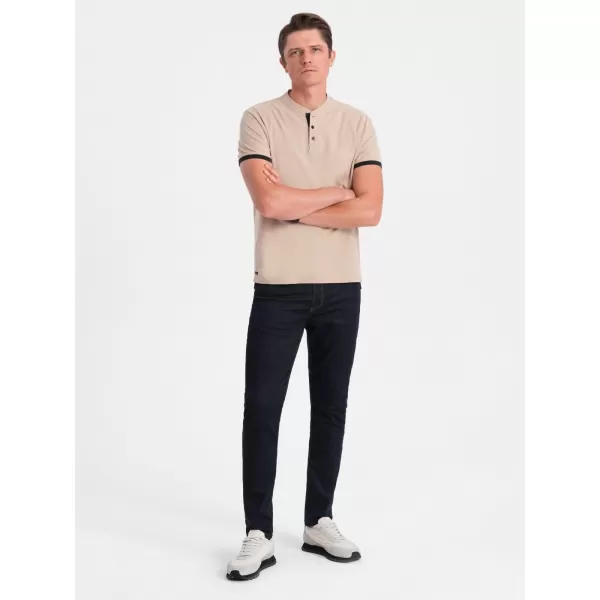  Mens t -thirt cu guler OMBRE OM-TSCT-0156 BEJ 