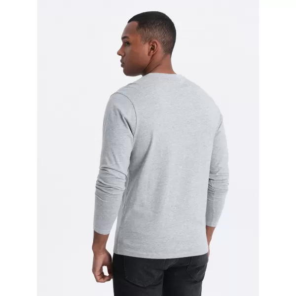  Tricou pentru bărbați cu mânecă lungă OMBRE OM-LSBL-0108 MELANGE GRI 