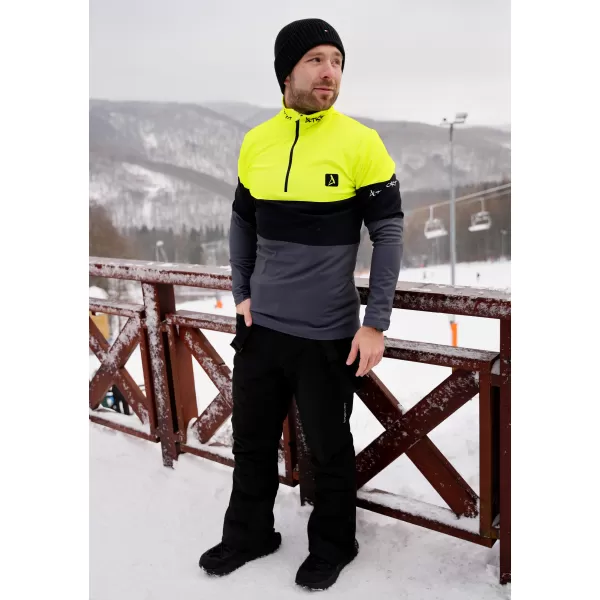 Premium cu hanorac termo funcțional pentru bărbați ALTISPORT VOJ/ALM051TER03 NEON GALBEN/GRI 