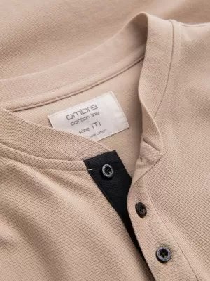 Mens t -thirt cu guler OMBRE OM-TSCT-0156 BEJ