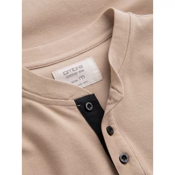  Mens t -thirt cu guler OMBRE OM-TSCT-0156 BEJ 
