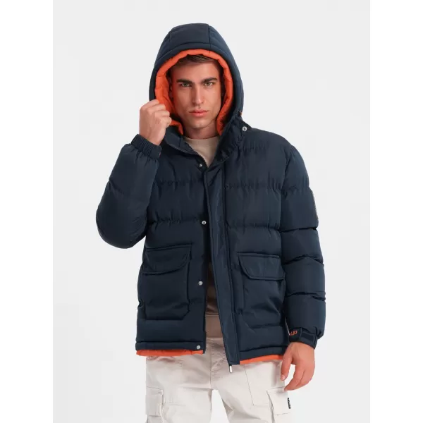  Geacă de iarnă pentru bărbați OMBRE OM-JAHP-0208 ALBASTRU MARIN 