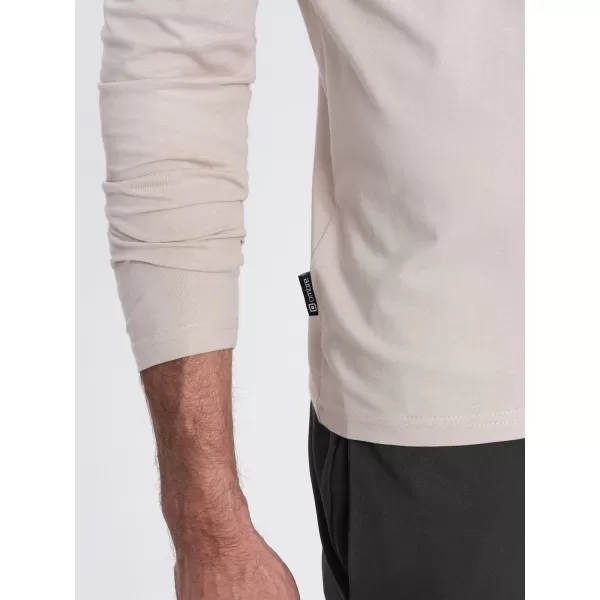  Tricou pentru bărbați cu mânecă lungă OMBRE OM-LSBL-0108 BEJ UȘOR 