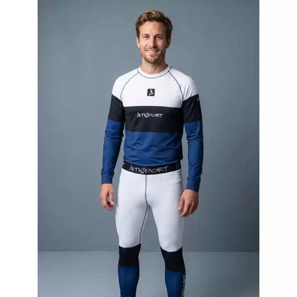  Tricou funcțional pentru bărbați cu mânecă lungă premium ALTISPORT VOJ/ALM051TER01 ALB -BLUE 