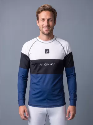 Tricou funcțional pentru bărbați cu mânecă lungă premium ALTISPORT VOJ/ALM051TER01 ALB -BLUE