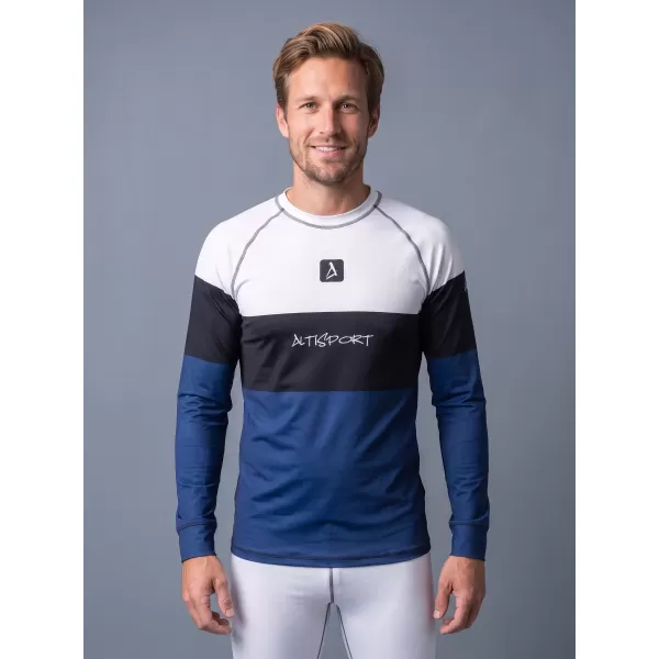  Tricou funcțional pentru bărbați cu mânecă lungă premium ALTISPORT VOJ/ALM051TER01 ALB -BLUE 
