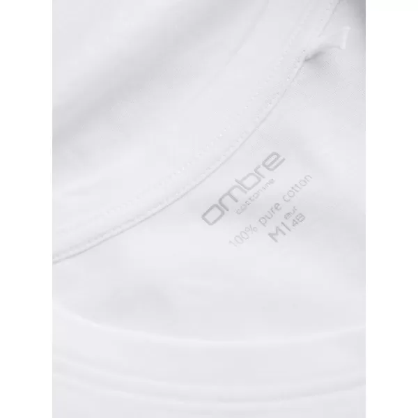  Tricou pentru bărbați cu mânecă lungă OMBRE OM-LSBL-0108 ALB 