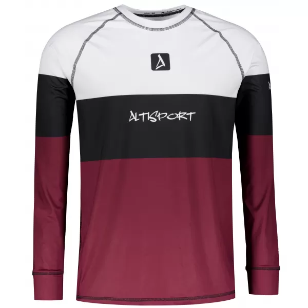  Tricou funcțional pentru bărbați cu mânecă lungă premium ALTISPORT VOJ/ALM051TER01 BURGUNDIA 