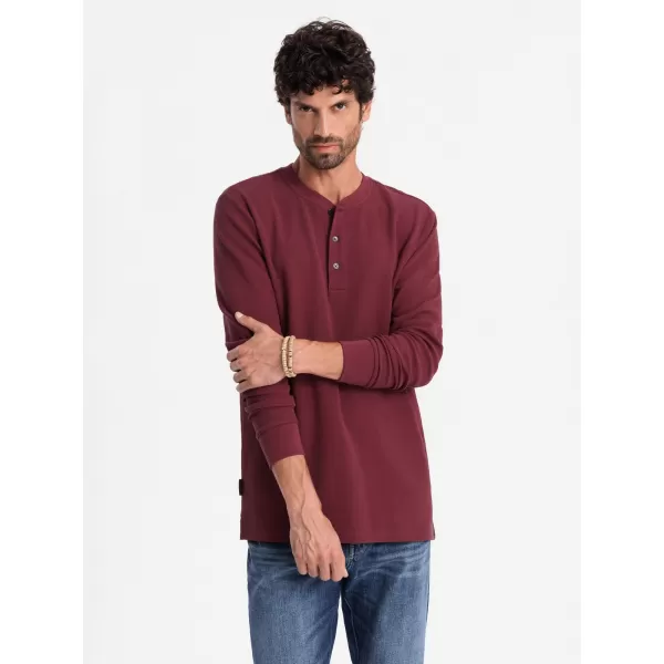  Tricou pentru bărbați cu mânecă lungă OMBRE OM-LSCL-0120 MARO 