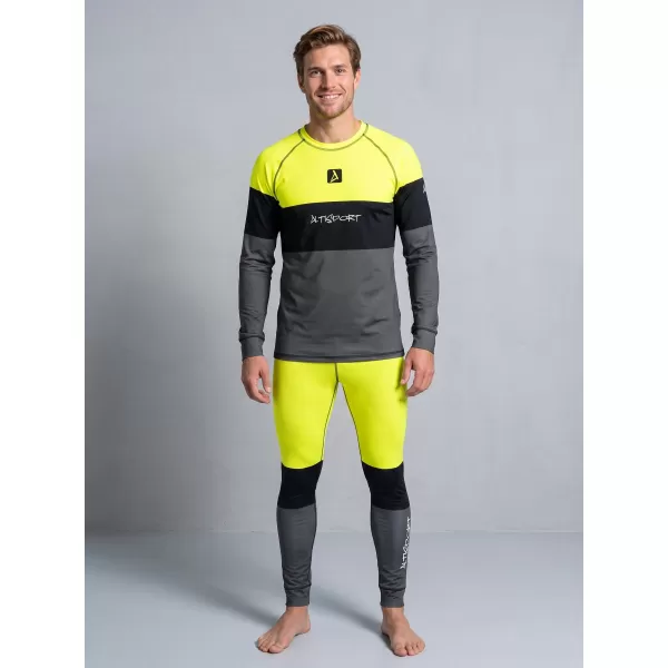  Tricou funcțional pentru bărbați cu mânecă lungă premium ALTISPORT VOJ/ALM051TER01 NEON GALBEN/GRI 