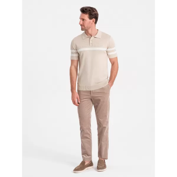  Mens t -thirt cu guler OMBRE OM-POSS-0118 BEJ 