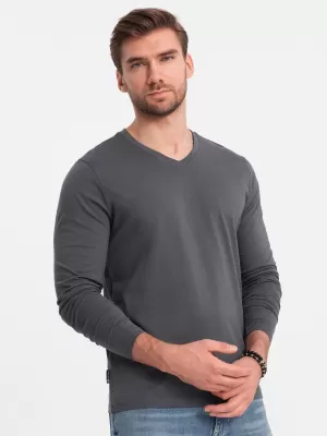 Tricou pentru bărbați cu mânecă lungă OMBRE OM-LSBL-0108 GRAFIT